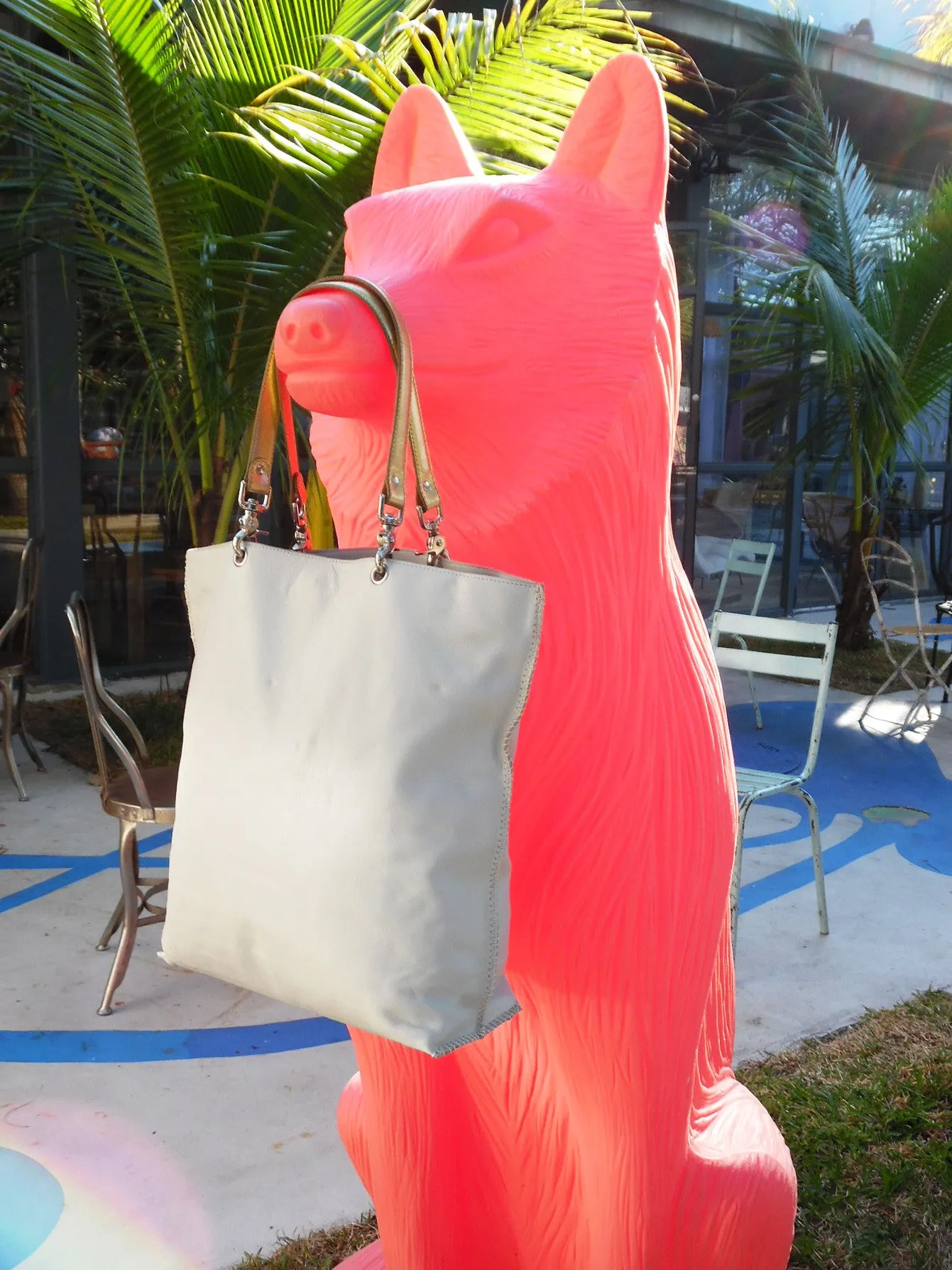 Gajumbo Tote Bag Napa Leather Cement